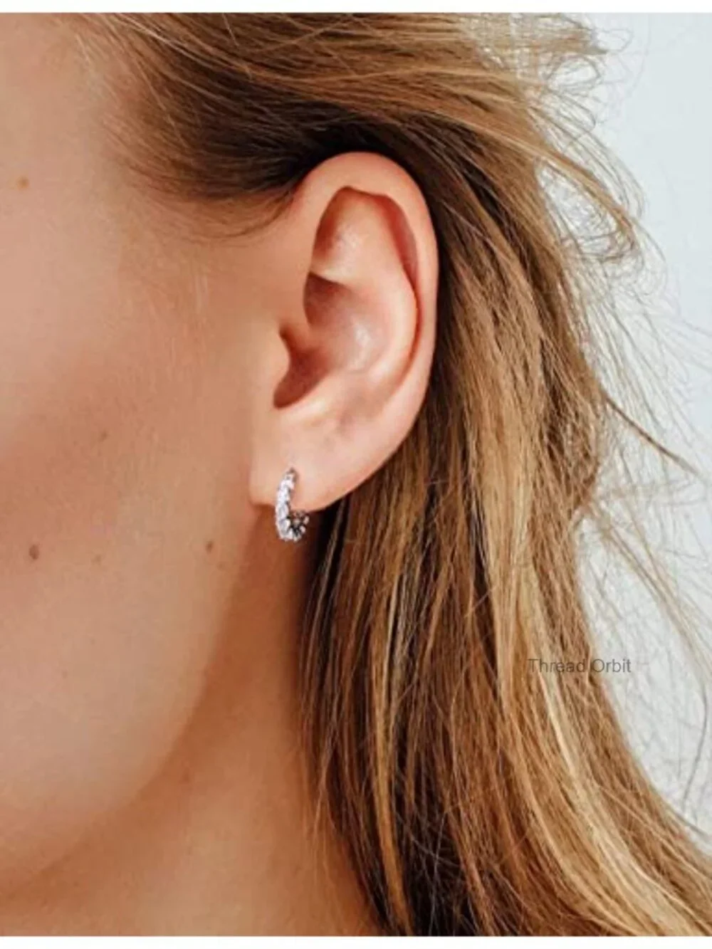 Sterling Silver Cubic Zirconia Hoop Earrings Huggies